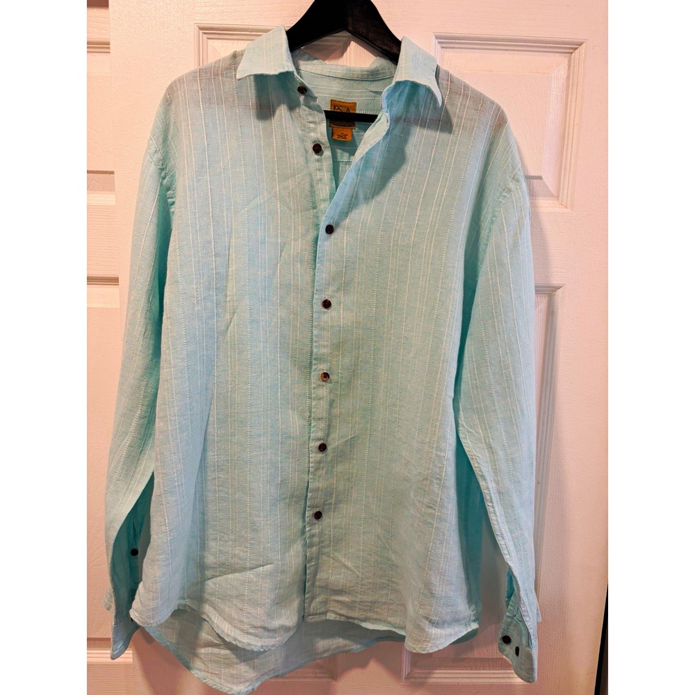 Jos. A. Bank Button-Up Shirt Men's M Blue 100% Linen Quiet Luxury Coastal Preppy